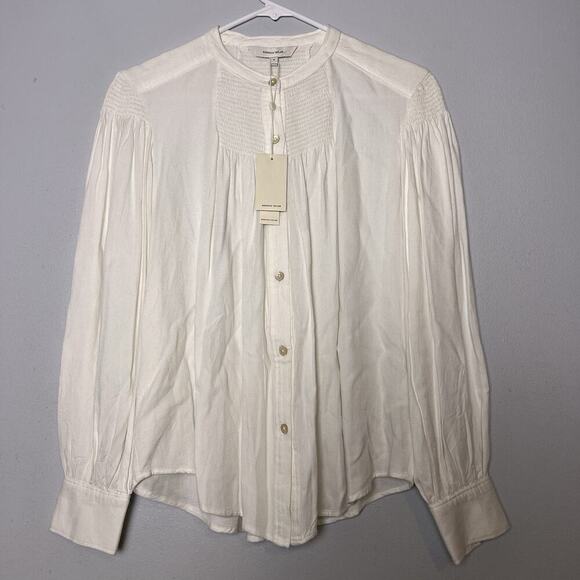 NWT Rebecca Taylor Long Sleeve Twill Blouse Sz S White - Picture 3 of 16